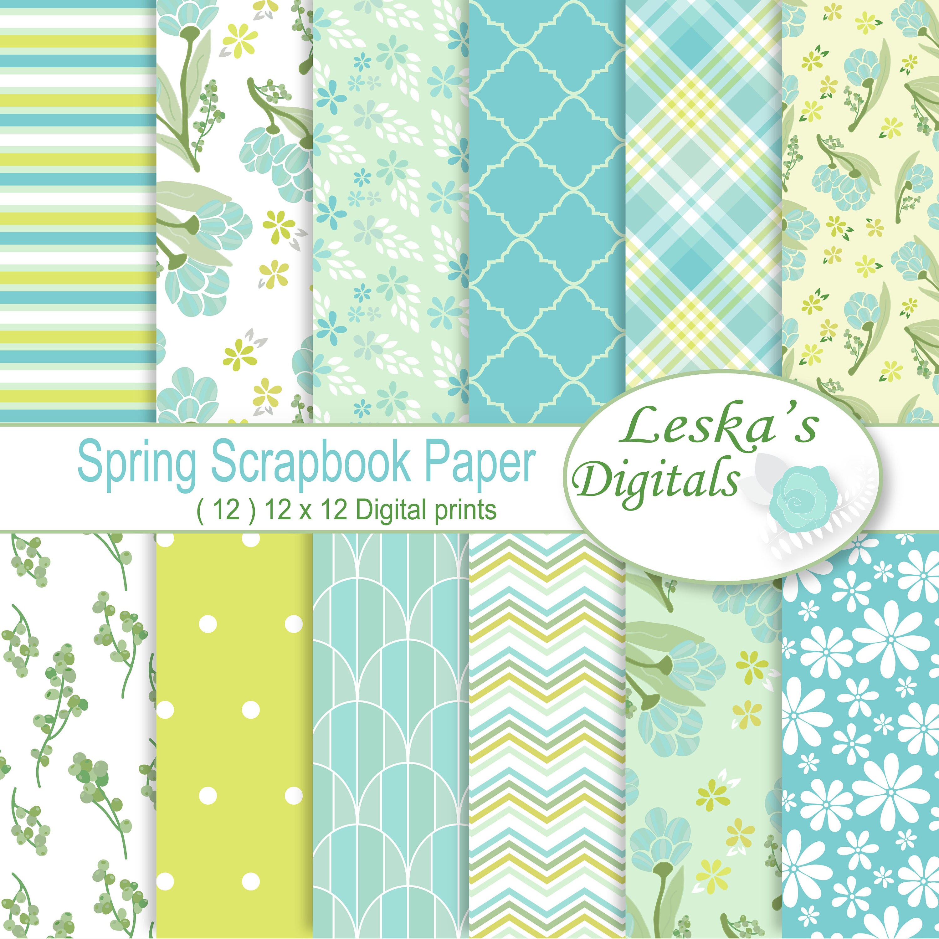 Spring Floral Digital Paper, Spring Wedding Paper Pack, Floral ...