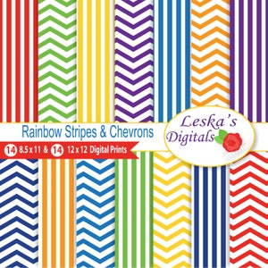 Papier cyfrowy tęczowy, papier do scrapbookingu tęczowego - „CHEVRON RAINBOW” Papier cyfrowy do scrapbookingu, tęczowy cyfrowy, pakiet papieru tęczowego