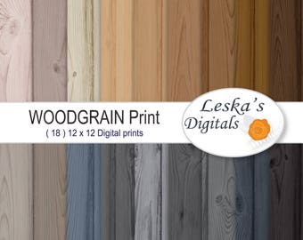 Woodgrain Digital Paper "WOOD BACKGROUND" 18 digital scrapbook papers, woodgrain paper