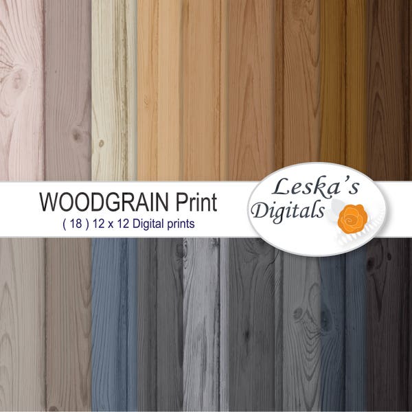 Woodgrain Digital Paper "WOOD BACKGROUND" 18 digital scrapbook papers, woodgrain paper