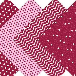 Valentine Digital Paper, Heart Digital Backgrounds, Pink Digital Paper ...