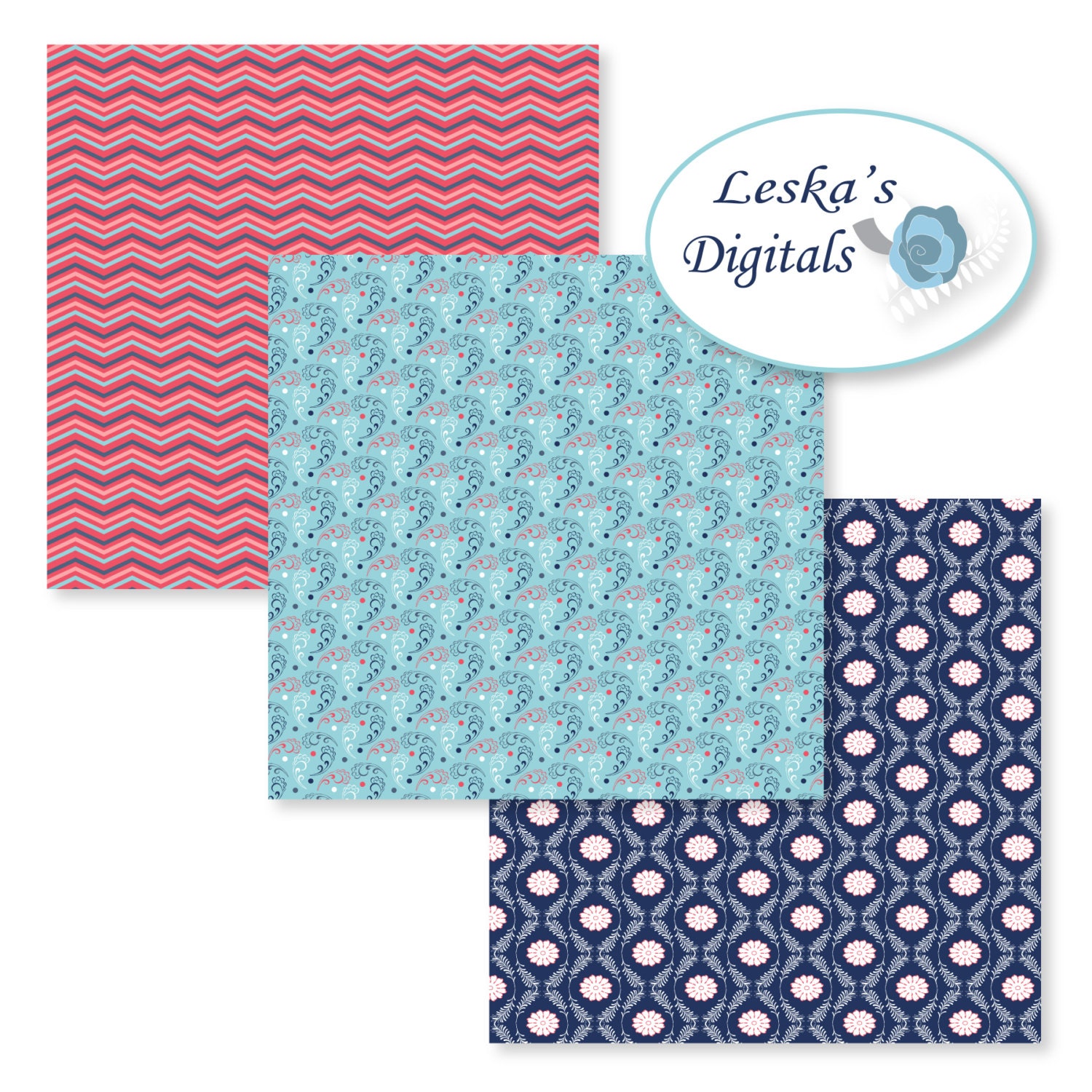 Digital Patterned Paper Digital Patterned Paper - Scrapbook Paper Pack, Pattern Backgrounds for ...