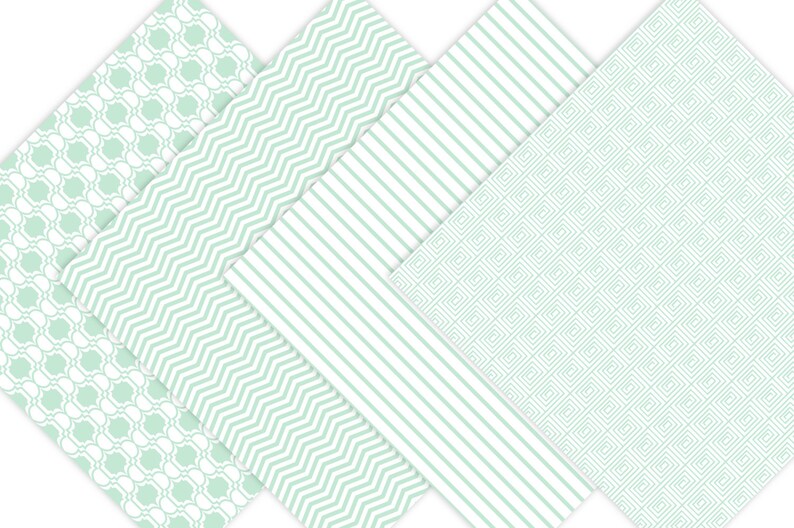 Mint Digital Paper - MINT Green Scrapbook Paper Pack - Digital ...
