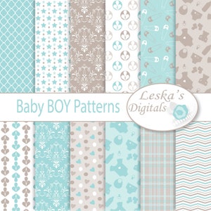 BABY BOY BACKGROUND, Baby Boy Digital Paper, Digital Download Paper, Scrapbook Paper Digital, Baby Blue Patterns