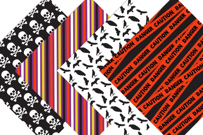 Digitalt Halloween-papper, Halloween-scrapbookingpapper, Halloween-bakgrunder, Halloween-mönster, Halloween-mönstrat papper, papperspaket bild 5