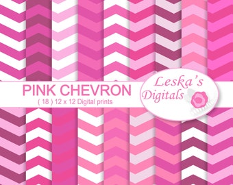 Pink chevron digital "chevron" digital paper pack - Scrapbook paper pack - Digital paper set