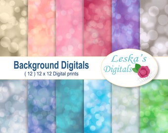 Bokeh digital paper, colorful bokeh backgrounds, bokeh scrapbook paper, blurred backgrounds, textured digital paper, Bokeh digital