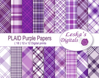 Digital Paper Plaids, Purple Digital Paper Pack, Purple Plaid background, Purple Scrapbook Paper, Purple Patterns, Scrapbooking Backgrounds