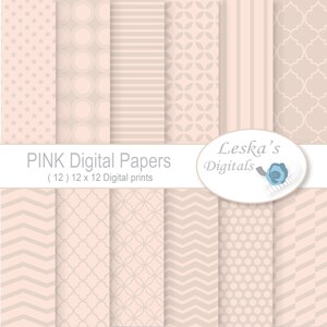 Pink digital paper: &quot;Pink Pattern Paper&quot; soft pink backgrounds, digital scrapbook paper pack, soft pink scrapbook digitals, Commercial Use