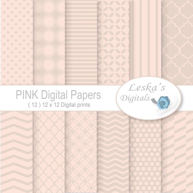 Pink Patterned Papper Pink Digital Paper: