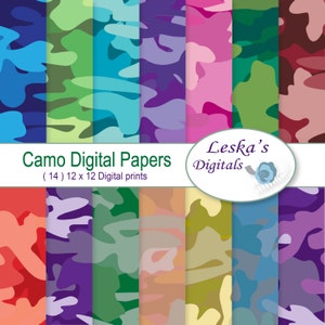 Camo Digital Paper Pack, digital camo instant download digital paper - Camouflage