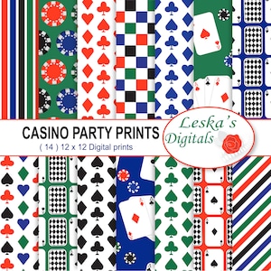 Casino Digital Scrapbook Paper, Poker Party Digital Paper Pack, Poker Night Scrapbook Digital Paper, Poker Digital Paper Pack, Playing Card