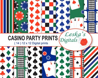 Casino Digital Scrapbook Paper, Poker Party Digital Paper Pack, Poker Night Scrapbook Digital Paper, Poker Digital Paper Pack, Playing Card