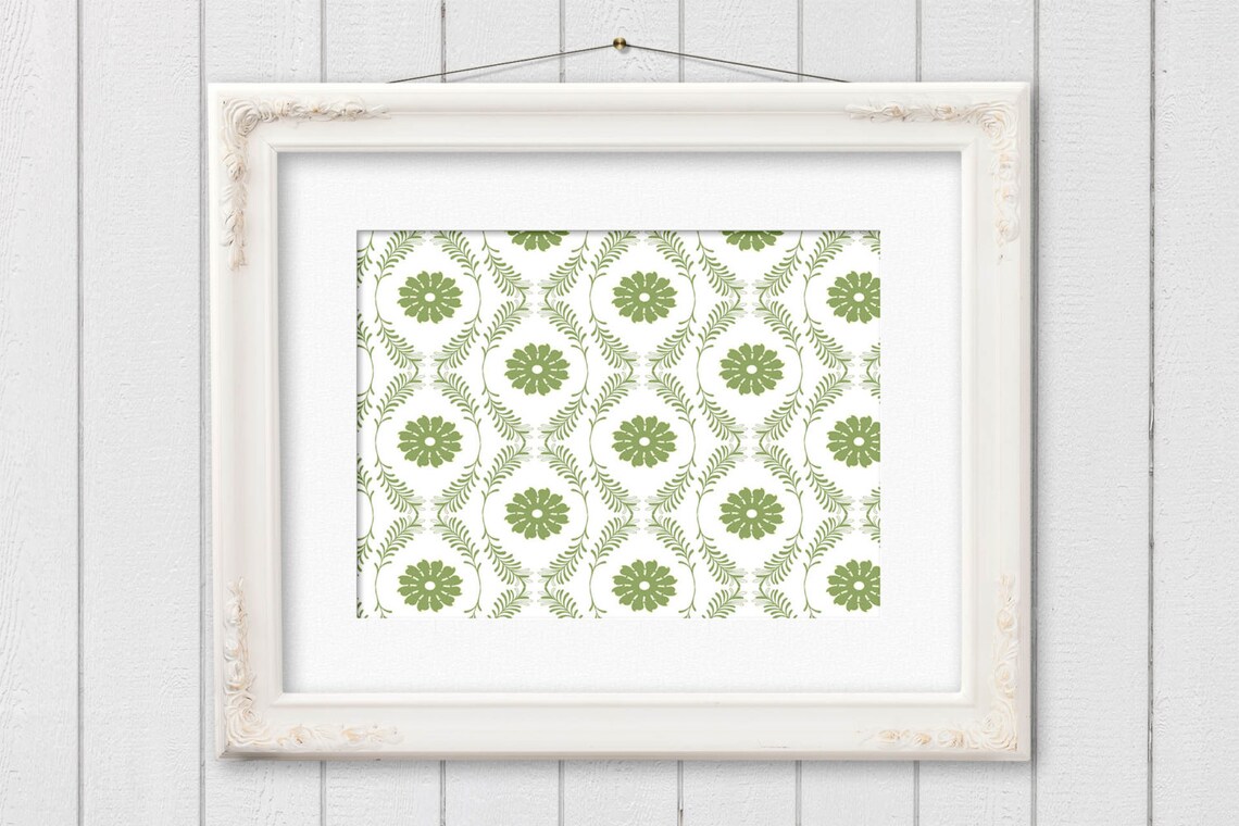 Green Digital Paper, Digital Scrapbooking Paper Variety Pack: Damask ...