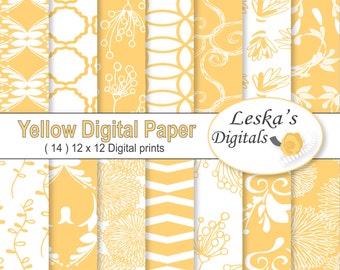 Geel digitaal papier "Yellow digital paper pack" voor digitale scrapbooking, gele digitale achtergronden - Scrapbook digital paper pack