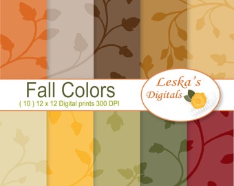 AUTUMN SCRAPBOOK PAPER, Fall paper, autumn digital paper, autumn colors, scrapbooking paper in fall colors - Seamless Patterns, falldigital