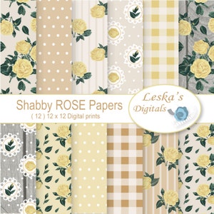 Rustic Rose Digital Paper, Shabby Chic Scrapbook, Floral Scrapbook Background, Wood Background, rustic papers with roses, wedding invites