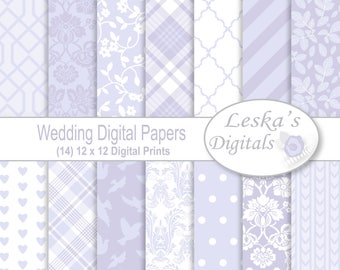 Lavender Wedding Digital Paper, Lavender Pattern Prints, Lavender Wedding Scrapbook Paper, Wedding Digital Scrapbook Paper, Background Pack