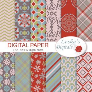 Digital Paper Commercial Use, Digital Papers, Printable Scrapbook Papers, Digital Download, Digital Paper Background, Patterned Paper Pack