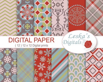 Digital Paper Commercial Use, Digital Papers, Printable Scrapbook Papers, Digital Download, Digital Paper Background, Patterned Paper Pack