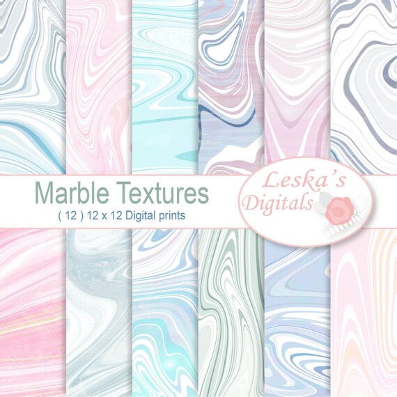 Marble Digital Paper Textures - Marbled Paper, Suminagashi floating ink, marble paper textures for digital and printed projects