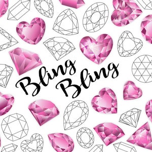 Gemstone Clipart, Jewel Clipart, Pink Gemstone Clip Art, Vector Gemstones, PNG Gemstones, Gemstone Outline Clipart, Diamond Graphic, Hearts