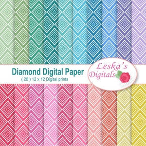 Diamond Digital Paper - Geometric Digital Scrapbook Paper - Diamond Patterns