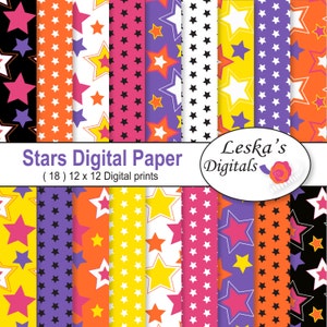 Stars Digital Paper, Star digital paper pack, blog background, star paper pack - Star scrapbook digital paper pack - star background