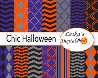 Halloween scrapbook paper pack, Digital halloween pattern paper for digital scrapbooking, backgrounds and printable halloween projects