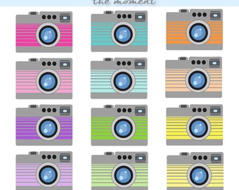 Clipart de cámara, Clipart de fotografía, Clip art digital, Gráficos de cámara coloridos, Clipart de álbum de recortes, Paquete de clip de cámara, clipart, clip art