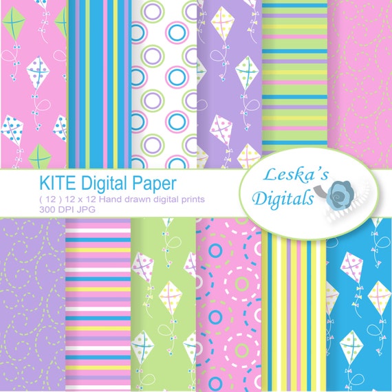 Digital Paper: spring Kite Paper for Scrapbooking and Wallpaper Graphics  Perfect for Invites and Background Design Instant Download 