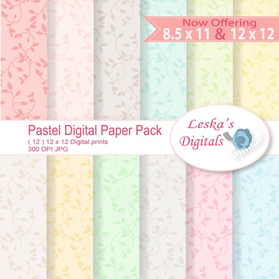 Pastel Colors Digital Background Papers, Light Pastel Colors Scrapbooking  Patter Digital Papers, Baby Colors Scrapbook Digital Papers Set 