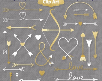 Arrow clipart, Digital clipart, printable arrows, gold arrow, gold clipart, graphics download,Wedding Clip Art, hand drawn graphics,Arrows