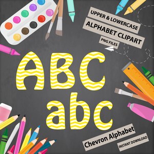 Yellow chevron digital alphabet - Letters instant download, letters for creative use - Alphabet Clipart