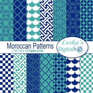 Moroccan Scrapbook Paper, Digital Scrapbook Paper, Moroccan Digital Paper - Patterned Paper backgrounds, printable moroccan pattern