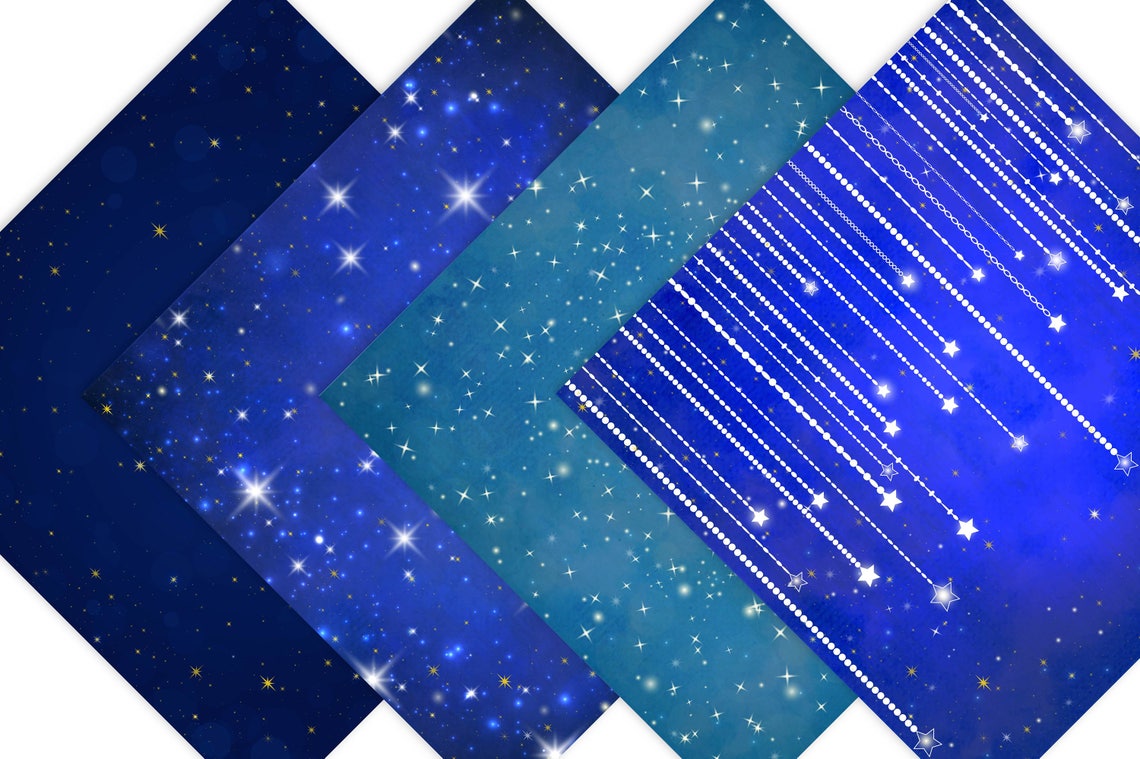 Stars Scrapbook Paper, Starry Night Digital Paper Pack, STAR PAPER ...