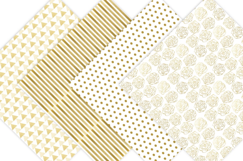Gold Metallic Digital Paper Gold and White Scrapbook Papers Etsy