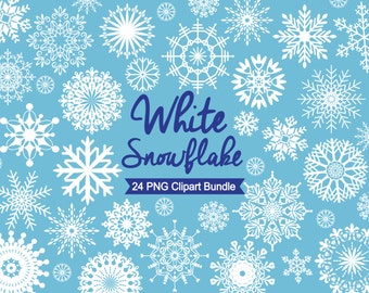 White Snowflake Clipart "CHRISTMAS CLIPART" Instant download holiday clipart, Digital Snowflake, white snowflakes, Clip art
