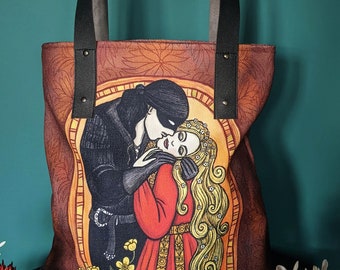 Princess Bride The Kiss  Tote Bag - Lined with Pockets and Magnetic Closure