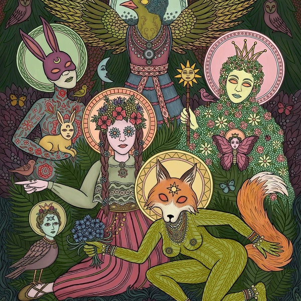 Forest Nymph Witches -  Fine Art Giclée Print on Archival Watercolor Paper