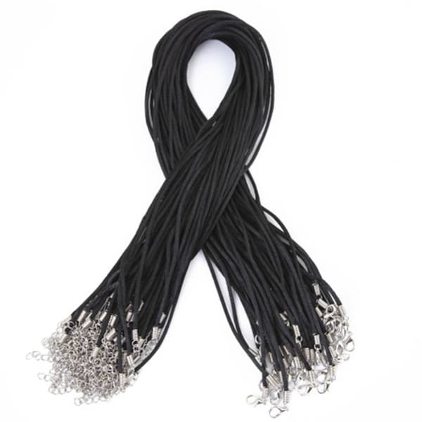 22" (2mm) Satin Silky Black Cord Adjustable Necklace - 1, 5 or 10pc-Basic Chain, Jewelry Making, Necklace for Women, Bulk Prices