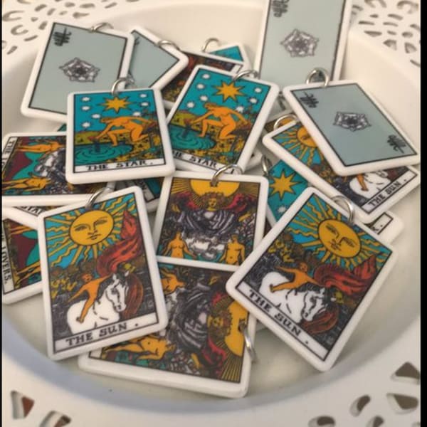 Charms/Pendants (Set of 4) Resin Tarot Cards (Choice of 8 sets)