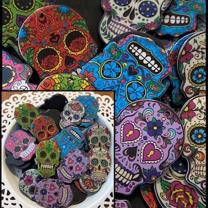 Charms/pendentifs (lot de 4) résine Día de los Muertos (Mexique/Sugar Skull/All Souls Day)
