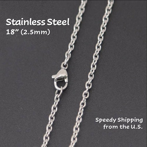 18 2.5mm Stainless Steel Finished Necklace Chain Etsy