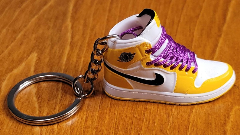Mini 3D Sneaker Keychain AJ1 purple yellow lakers | Etsy
