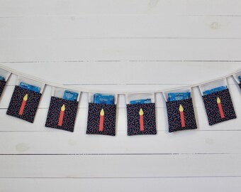Hanukkah Pocket Banner - Chanukah stocking or advent