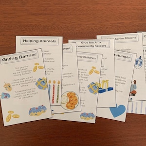 Bannière GIVING BACK de Hanoucca - Insertions de cartes imprimables pour la bannière de poche de Hanoucca
