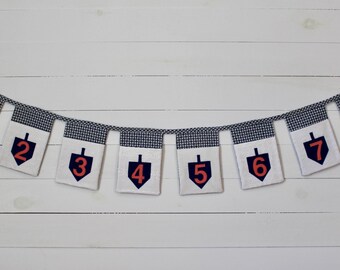 Hanukkah dreidel banner, Hanukah stocking, Chanukah advent