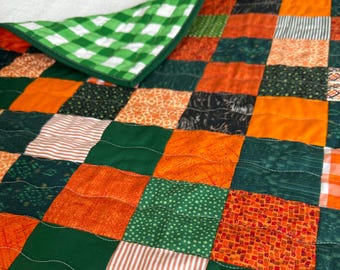 University of Miami orange and green baby quilt, Florida A&M blanket