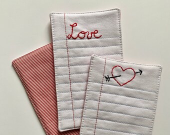 Embroidered fabric love notes; Valentine's Day gift, Personalized Mother's Day gift